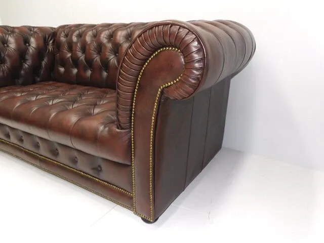 2 zits bank + fauteuil combinatie chesterfield, winchester, bruin - afbeelding 2 van  4