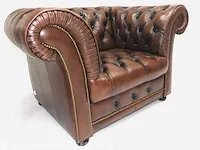 2 zits bank + fauteuil combinatie chesterfield, winchester, bruin - afbeelding 3 van  4