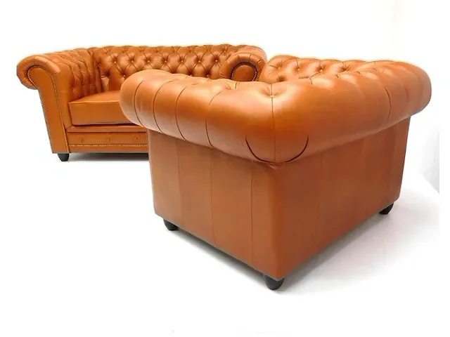 2 zits bankstel + fauteuil combinatie chesterfield, arsenal john, bruin - afbeelding 2 van  5