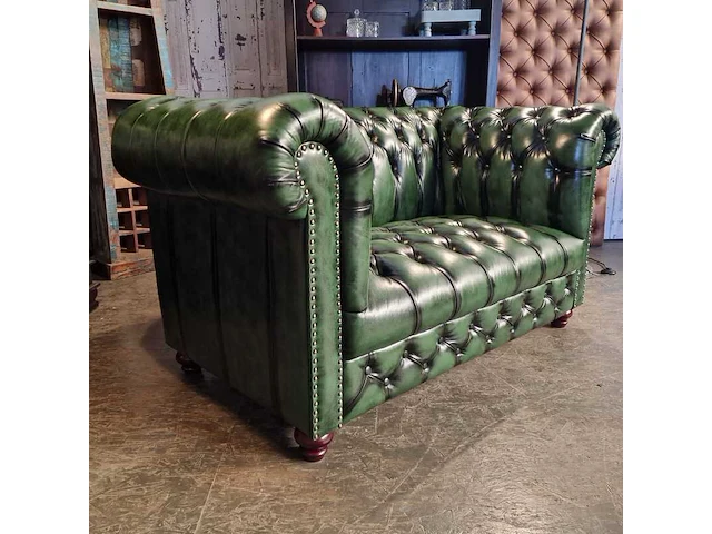 2-zitsbank chesterfield, brighton, groen - afbeelding 3 van  8
