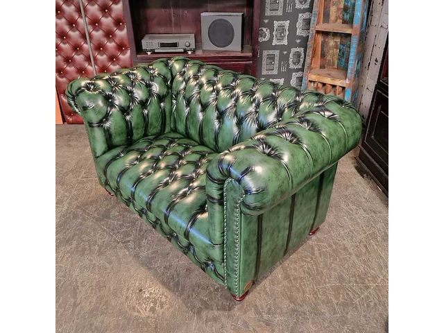 2-zitsbank chesterfield, brighton, groen - afbeelding 4 van  8