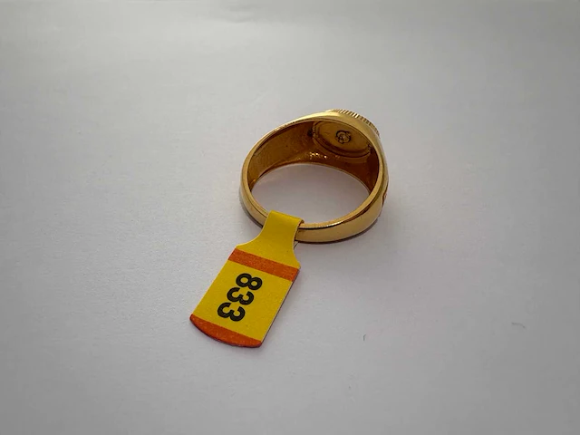 20 karaats geelgouden pinkring met zirkonia - afbeelding 2 van  2