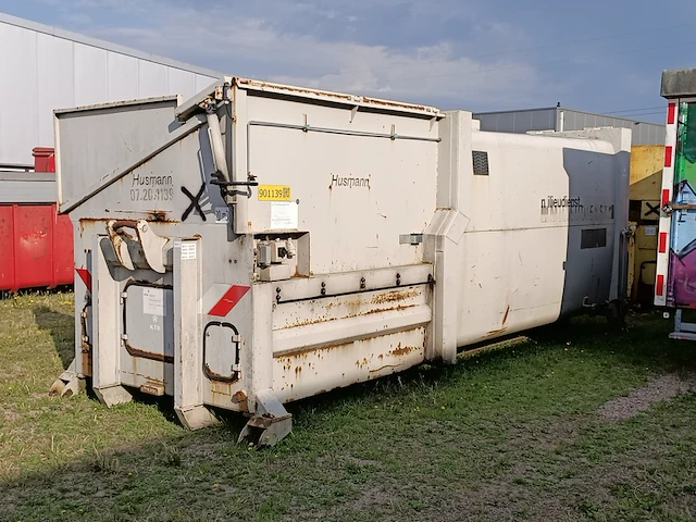 20 m3 haakarm afzet perscontainer, husmann, spb20 sel-e, wit, 2007 - afbeelding 1 van  12