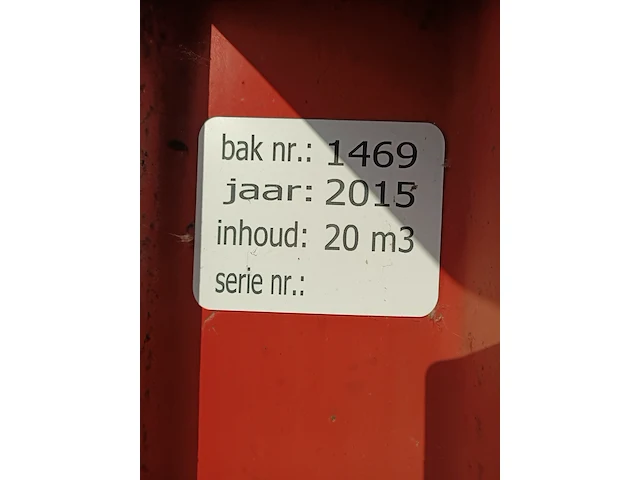 20 m3 haakarm afzetcontainer met milieu kleppen, 2015 - afbeelding 9 van  10