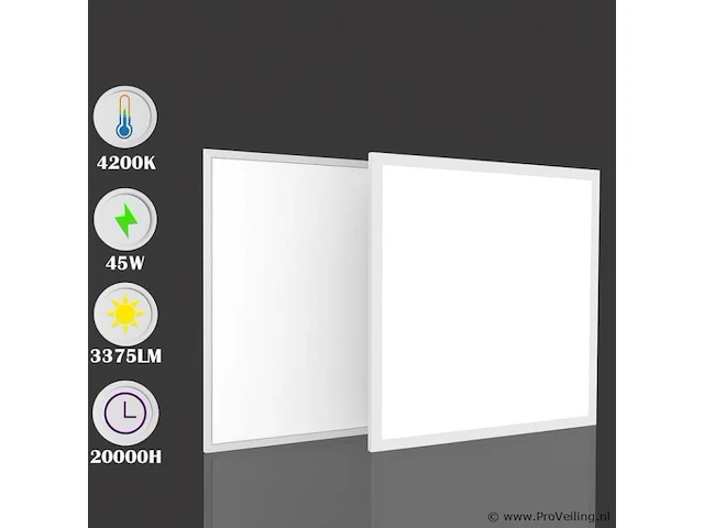 20 x led-paneel 45w – 595 × 595 mm – 3375 lumen – 4200k neutraal wit – super eco - afbeelding 3 van  5
