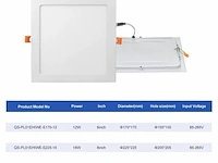 20 x led-paneel – inbouw vierkant – 18w – 3000k – warm wit - afbeelding 4 van  4