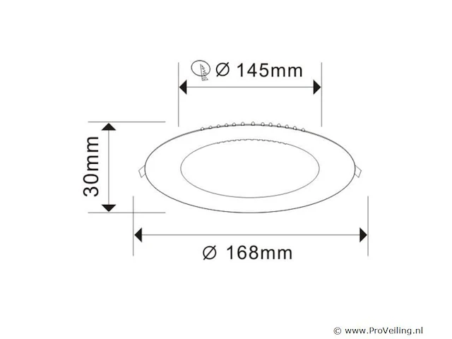 20 x led-paneel – rond inbouw – 12w – 6500k – koud wit - afbeelding 3 van  4