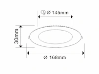 20 x led-paneel – rond inbouw – 12w – 6500k – koud wit - afbeelding 3 van  4