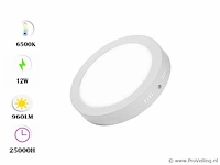 20 x led-paneel – ronde opbouwmontage – 12w – 6500k – koud wit - afbeelding 1 van  4
