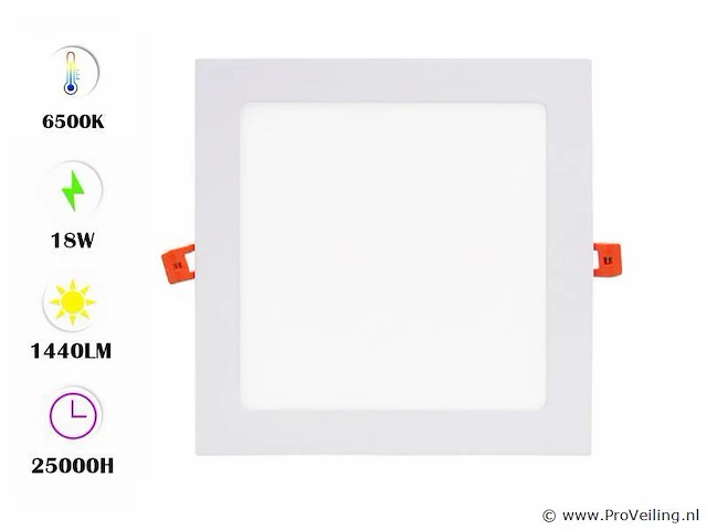 20 x led-paneel – vierkant inbouw – 18w – 6500k – koud wit - afbeelding 1 van  4