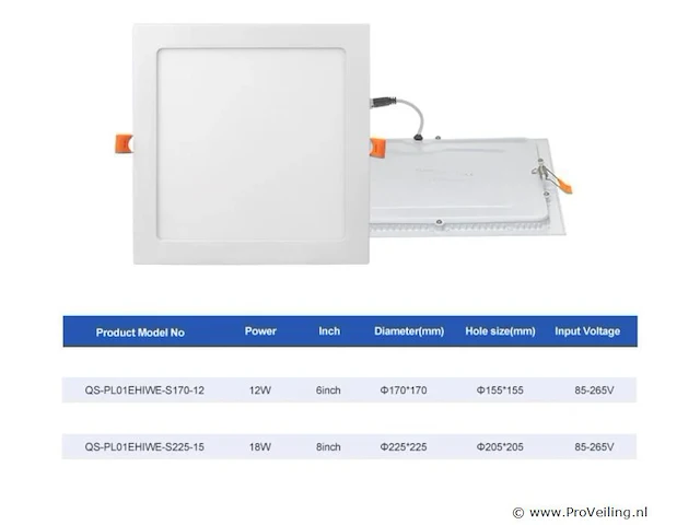 20 x led-paneel – vierkant inbouw – 18w – 6500k – koud wit - afbeelding 4 van  4