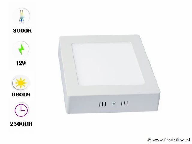 20 x led-paneel – vierkante opbouwmontage – 12w – 3000k – warm wit - afbeelding 1 van  4