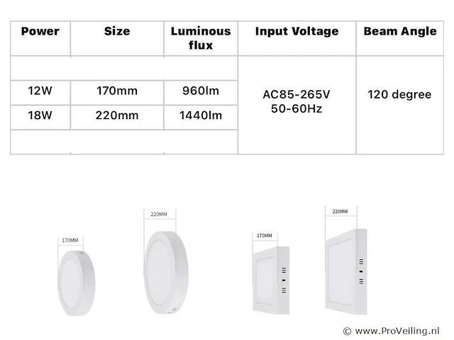 20 x led-paneel – vierkante opbouwmontage – 12w – 3000k – warm wit - afbeelding 4 van  4