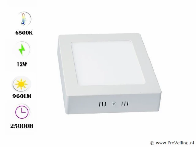 20 x led-paneel – vierkante opbouwmontage – 12w – 6500k – koud wit - afbeelding 1 van  4