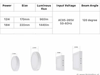 20 x led-paneel – vierkante opbouwmontage – 18w – 3000k – warm wit - afbeelding 4 van  4