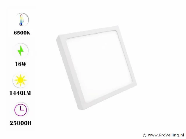 20 x led-paneel – vierkante opbouwmontage – 18w – 6500k – koud wit - afbeelding 1 van  4