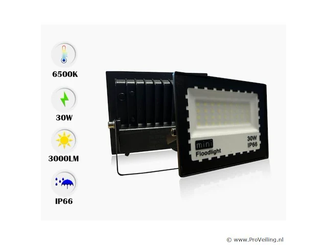 20 x led schijnwerper 30w mini – 6500k koud wit – ip65 – 2400 lm – smd - afbeelding 3 van  5