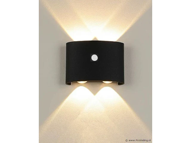 20 x led wandlamp met sensor – sw-2310-2 – 4w – 3500k warm wit – zwart – ip54 – aluminium - afbeelding 2 van  2