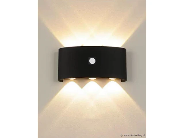 20 x led wandlamp met sensor – sw-2310-3 – 6w – 3500k warm wit – zwart – ip54 – aluminium - afbeelding 2 van  3