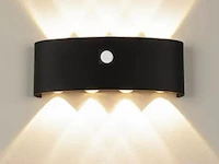 20 x led wandlamp met sensor – sw-2310-4 – 8w – 3500k warm wit – zwart – ip54 – aluminium - afbeelding 1 van  3