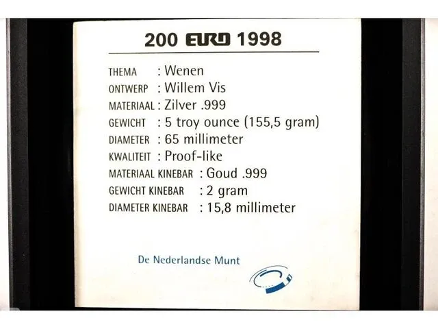 200 euro g+ 'wien' (155,5 gr zilver, 2 gr goud) - afbeelding 4 van  5