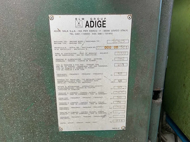 2000 adige sc 425 afkortcirkelzaagmachine - afbeelding 3 van  12