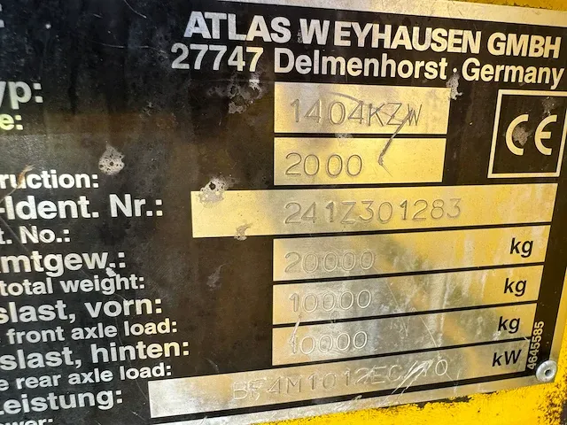 2000 atlas 1404 kzw spoorkraan banden graafmachine - afbeelding 19 van  26