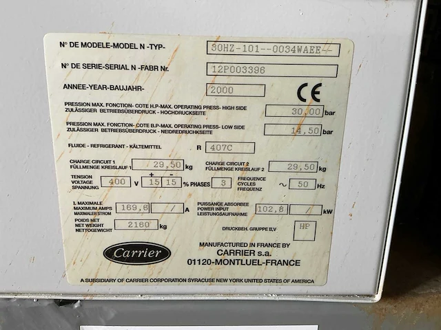 2000 carrier 30hz-101-0034waee koelcompressor - afbeelding 5 van  13