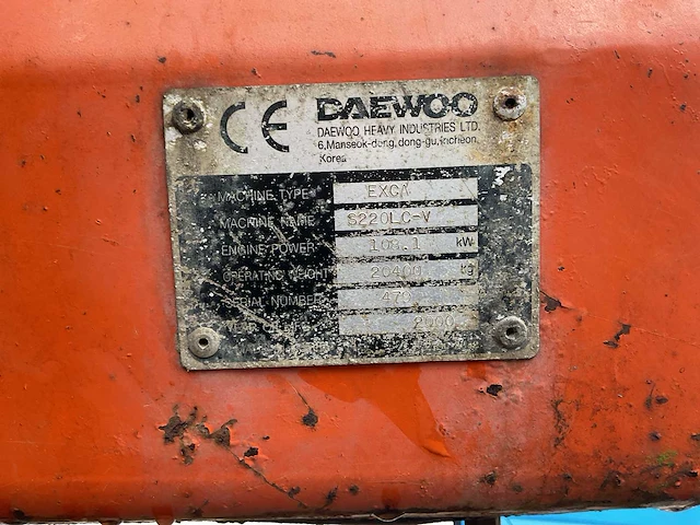 2000 daewoo solar s220 lc-v rupsgraafmachine - afbeelding 8 van  16