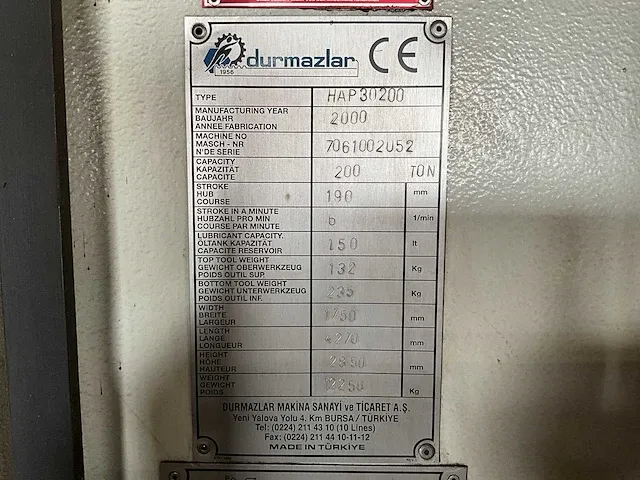 2000 durmazlar hap30200 kantbank - afbeelding 4 van  18