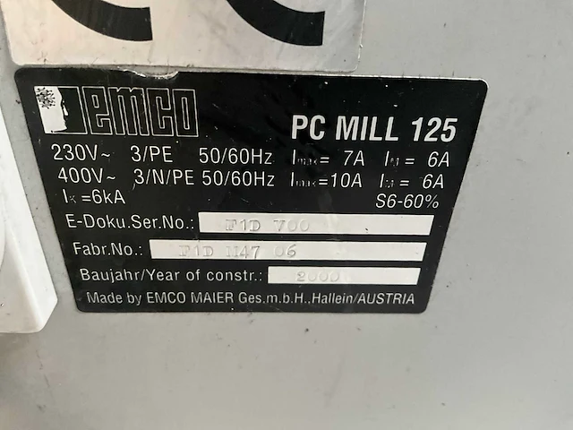 2000 emco pc mill 125 cnc bewerkingscentrum - afbeelding 18 van  19
