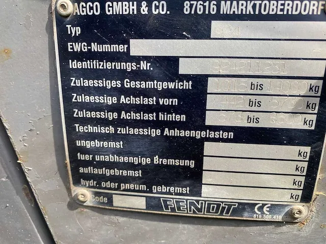 2000 fendt favorit 924 vierwielaangedreven landbouwtractor - afbeelding 17 van  24