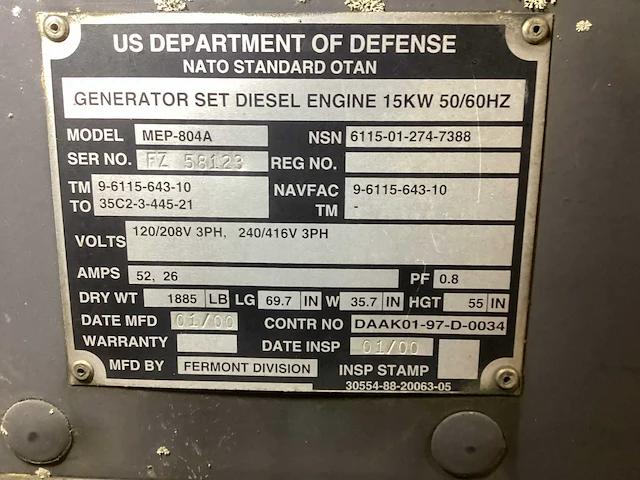 2000 fermont division mep 804 a stroomgenerator - afbeelding 9 van  9