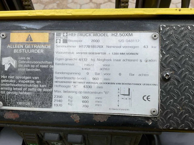2000 hyster h2.50xm vorkheftruck - afbeelding 2 van  12