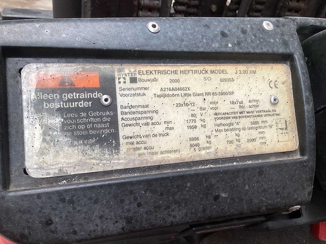 2000 hyster j 3.00 xm vorkheftruck - afbeelding 12 van  12