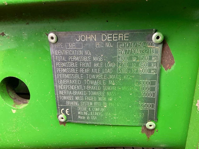 2000 john deere 7710 vierwielaangedreven landbouwtractor - afbeelding 33 van  42