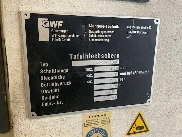 2000 mengele gwf s8-3000 guillotineschaar - afbeelding 11 van  12