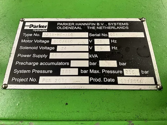 2000 parker hydraulics 3278-hd-100 hydraulisch pompsysteem - afbeelding 5 van  8