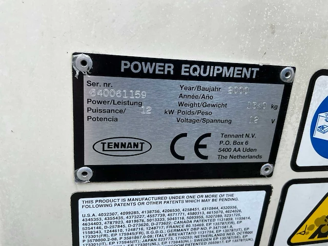 2000 tennant 6400 veegmachine - afbeelding 15 van  15