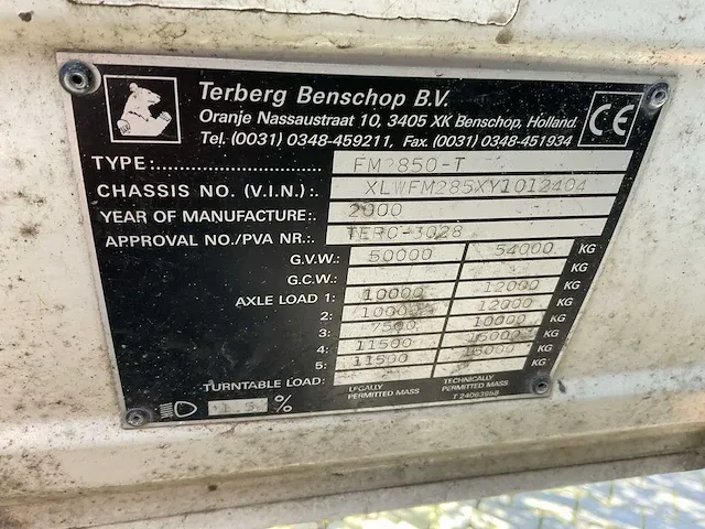 2000 terberg fm2850-t 10x4 vrachtwagen - afbeelding 27 van  38