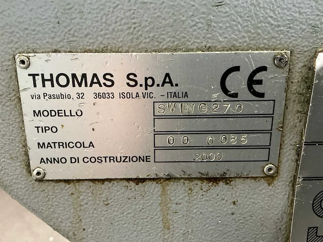 2000 thomas swing 270 metalen horizontale bandzaagmachine - afbeelding 15 van  22