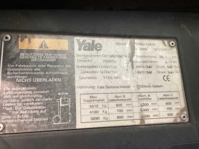 2000 yale c*p50mj vorkheftruck - afbeelding 13 van  13