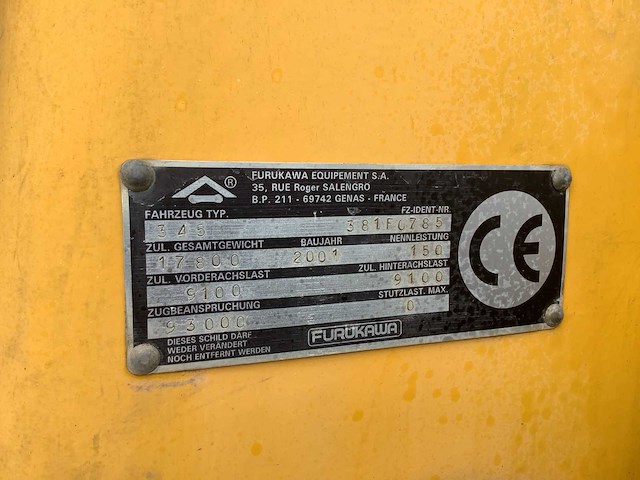 2001 - furukawa - 345-ii - shovel/wiellader - afbeelding 18 van  18
