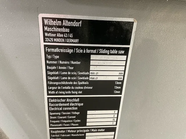 2001 altendorf f 45 ce-ausf formaatcirkelzaagmachine - afbeelding 2 van  19