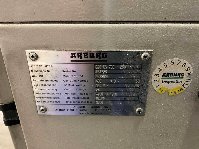 2001 arburg 320k allrounder 700-250 spuitgietmachine - afbeelding 13 van  20