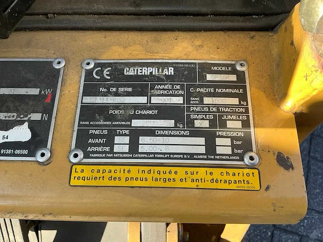 2001 caterpillar gp15k vorkheftruck - afbeelding 7 van  17