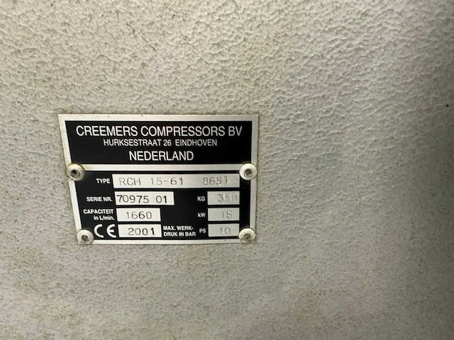 2001 creemers rch 15-61 schroefcompressor - afbeelding 9 van  9