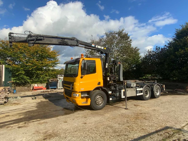 2001 daf cf 85.410 vrachtwagen haakarm hiab 102-2 autolaadkraan bl-pt-95 - afbeelding 2 van  63
