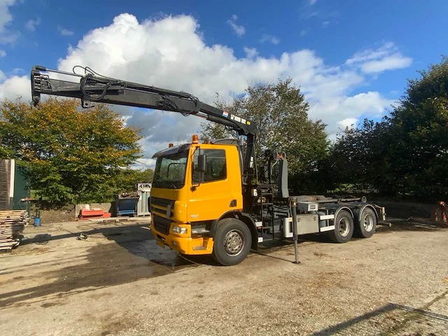 2001 daf cf 85.410 vrachtwagen haakarm hiab 102-2 autolaadkraan bl-pt-95 - afbeelding 3 van  63
