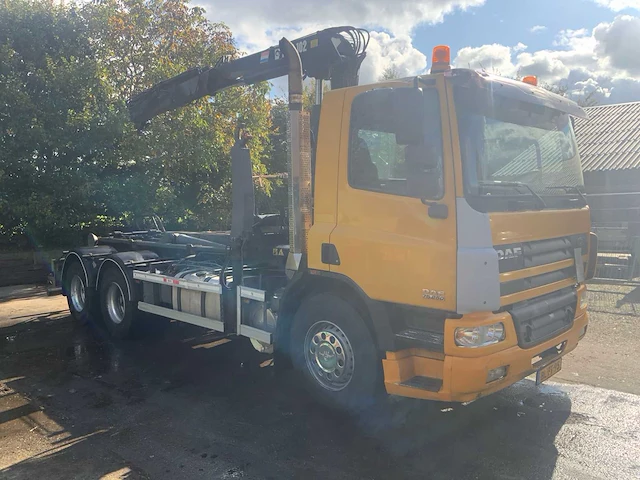 2001 daf cf 85.410 vrachtwagen haakarm hiab 102-2 autolaadkraan bl-pt-95 - afbeelding 12 van  63